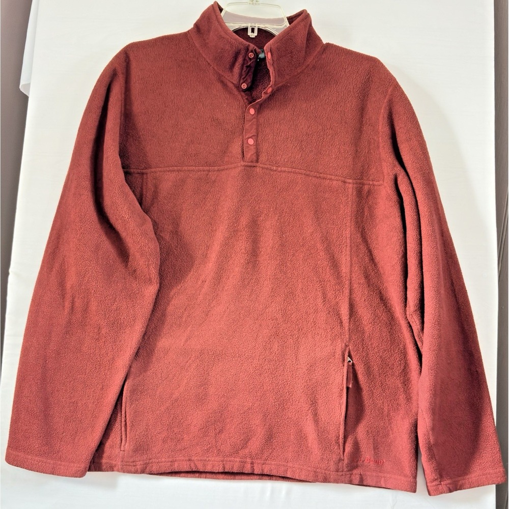 L.L. Bean Men's XLarge/Tall Burgundy 1/4 Snap Up Polartec Fleece Pullover‎ 0BFC5